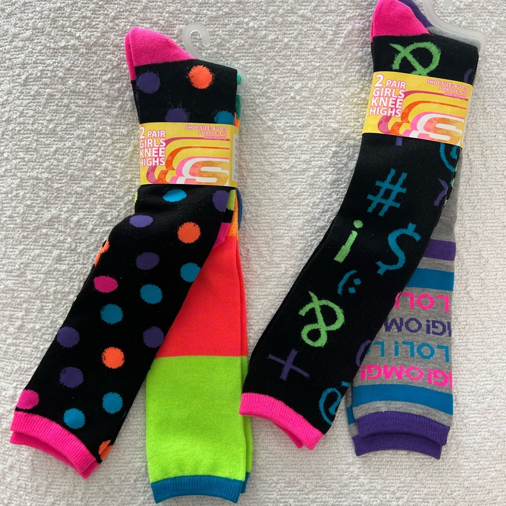 Skechers Vibrant Knee High Socks Set of 2 packs of 2  - NWT